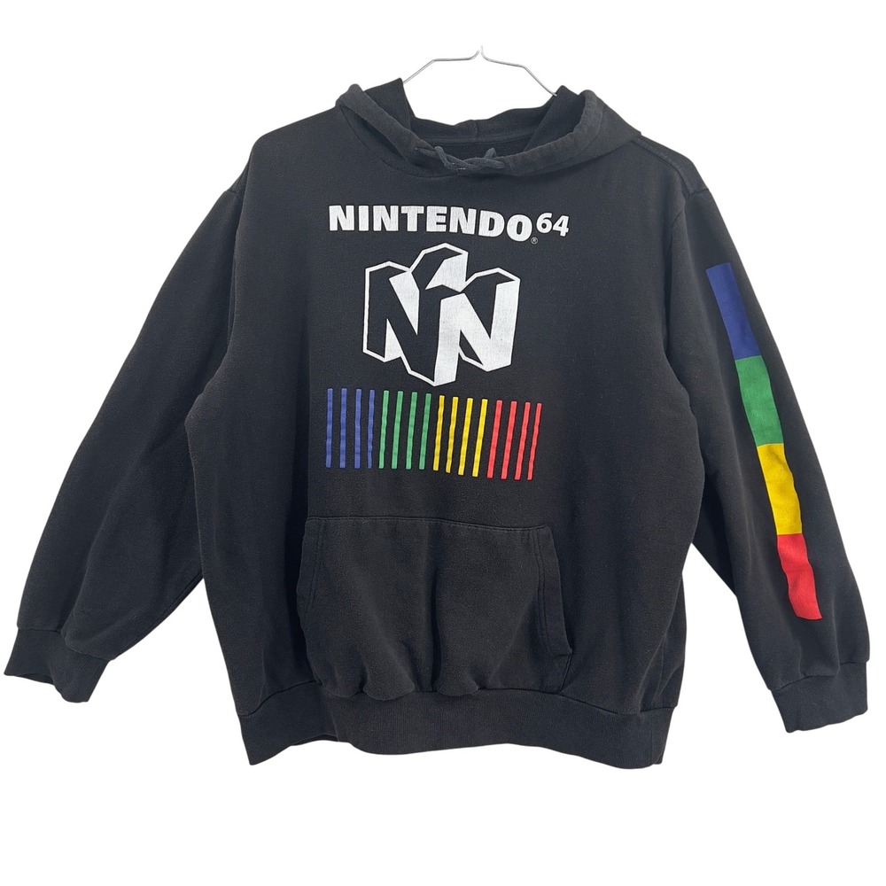Nintendo 64 N64 Hoodie Retro Gaming Y2K Streetwear Black‎ XL